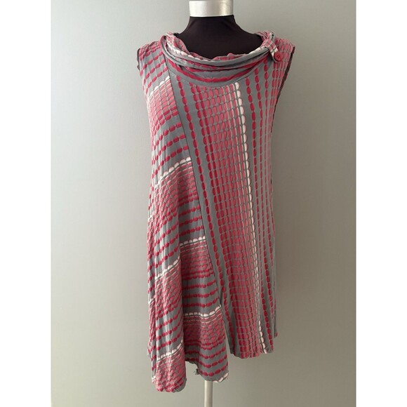 Habitat Clothes Tunic Top Size M Pink Gray Flared Swing Tank Sleeveless Cowl - Picture 1 of 15